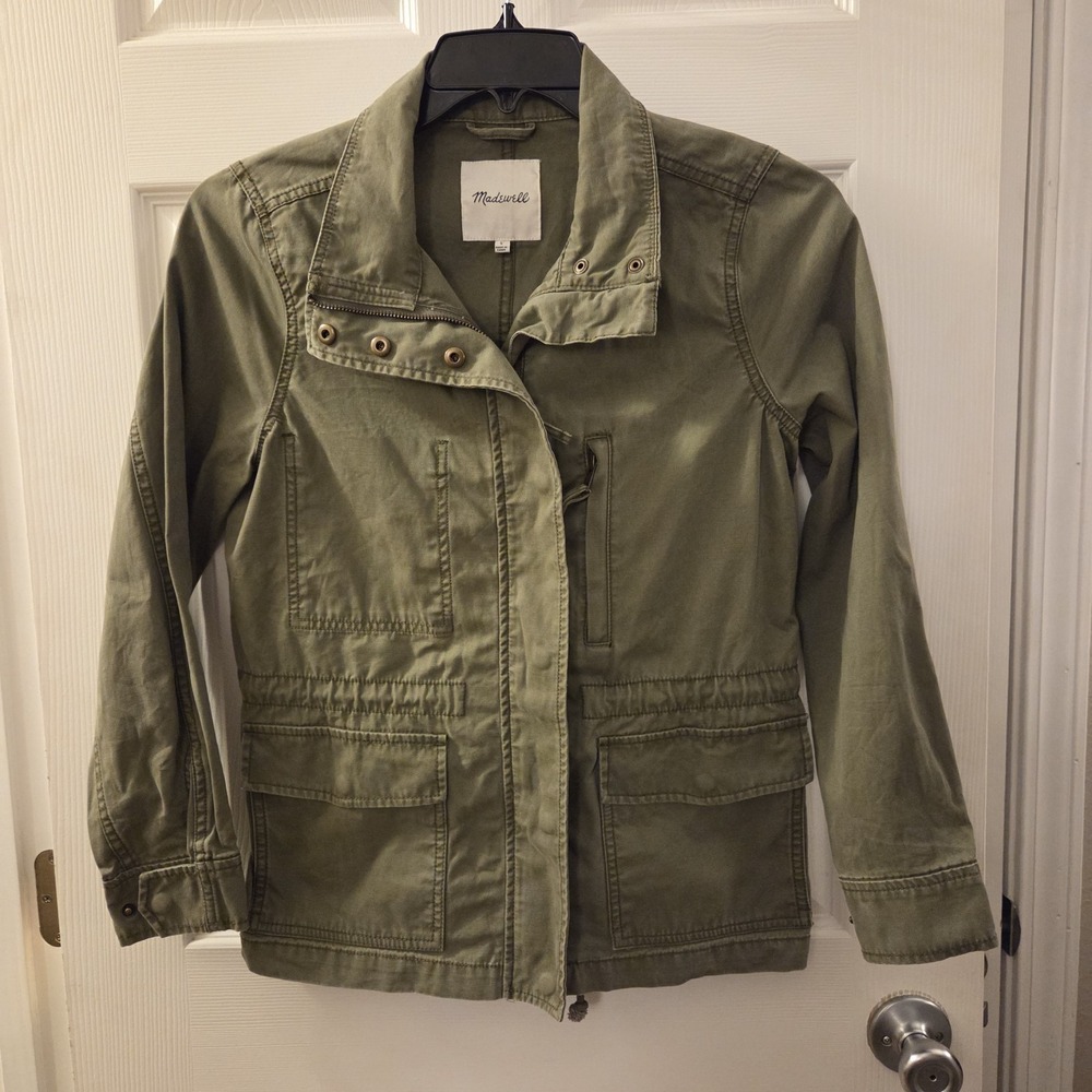 Madewell sz S olive green utility military field jacket lightweight 100% cotton